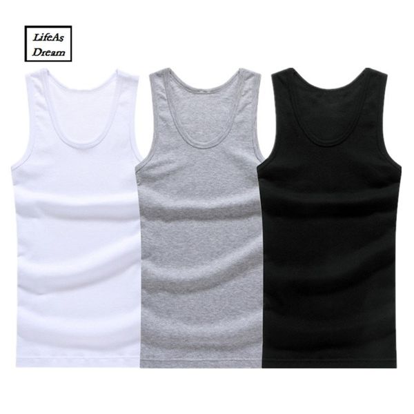 Canotte da uomo 3 pezzi / lotto Intimo da uomo in cotone Canotta senza maniche Canottiera muscolare solida Canotte O-Collo Abbigliamento da palestra T-shirt da uomo 220919