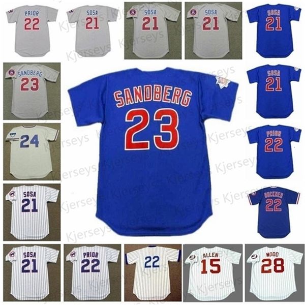 Glawnik1 Chicago Vintage Baseball Jersey 21 Sammy Sosa 1996 Билл Бакнер 1978 22 Марк предыдущий 2003 г. 23 Ryne Sandberg 1994 24 Lour Brock 1963 26 Billy Wil