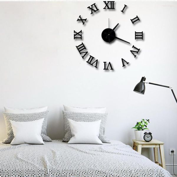 Relógios de parede Relógio de acrílico Diy Relógio 3D Numerais romanos Designhome Decor Stickes Watches