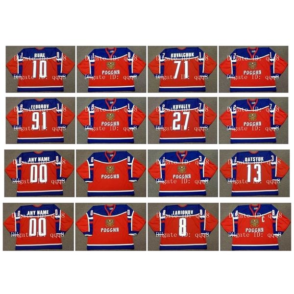 GLA 2002 2004 Команда Russia Jerseys 10 Pavel Bure 71 Ilya Kovalchuk 91 Sergei Fedorov 27 Alex Kovalev 13 Pavel Datsyuk 8 Larionov Red Hockey