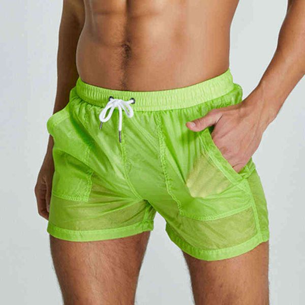 Roupas de banho masculinas transparentes calçados de banho de natação homens nando troncos para homens maiôs bermudas surf praia curta brindes Seobean Swimwear J220913