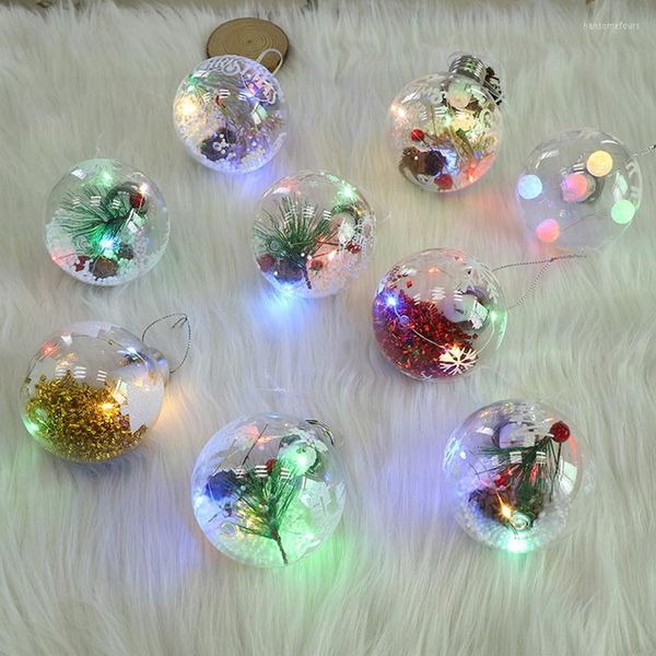 Decoração de festa 9 estilos enfeites de Natal Bolas de plástico lâmpadas lideradas luzes Pandent Papai Noel Decorações de árvores para decoração de casa