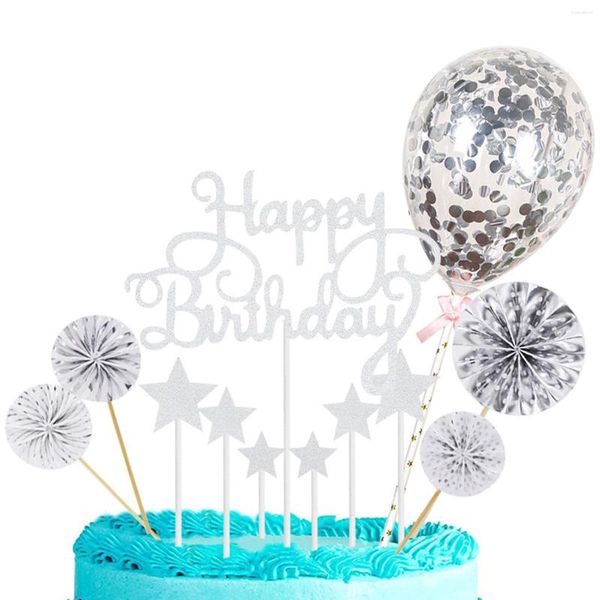 Festivo Suprimentos de aniversário Topper Decoration 6 Colors Stars Cupcake com Balão de Confetti de Glitter de 5 polegadas para festa de ouro brilhante