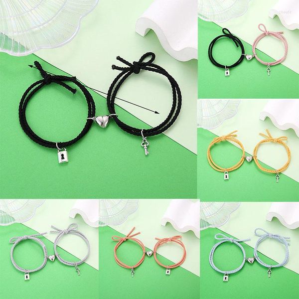 Charm Armbänder Mode Magnet Gepaart Paar Armband Für Liebhaber Distanz Frauen Männer Geflochtene Schnur Minimalistischen Schmuck Geschenk