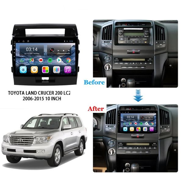 Lettore multimediale da 10 pollici Autoradio Backup Touch-Screen Car Video Stereo10 pollici Din Telecamera Wifi per TOYOTA LAND CRUISER