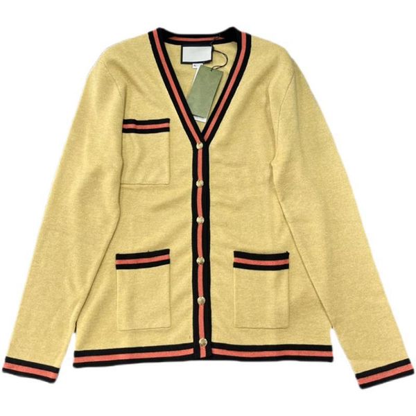 Maglione da donna autunno della sfilata di Milano marca stesso stile cardigan con scollo a V a maniche lunghe da donna xinyi