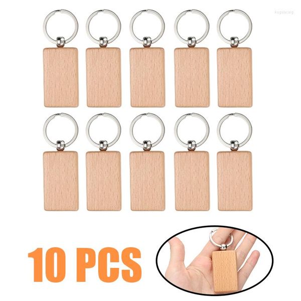 Party bevorzugt 10pcs/Set einfach Holzschlüsselringschlüsselketten -Charm Holzschlüssel Ring Schlüsselanhänger Geschenke für DIY -Kartenherstellung Schrottbuchung