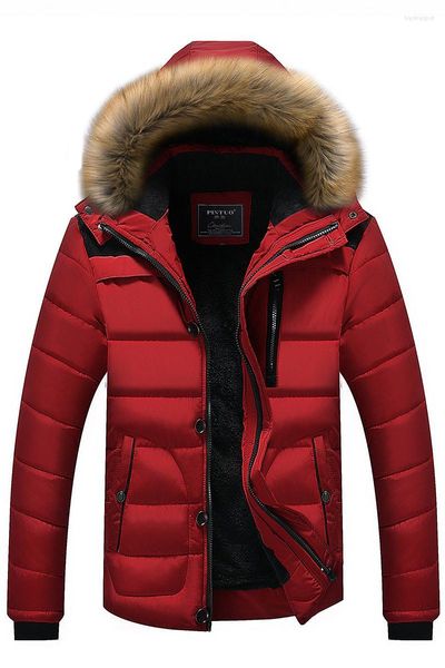 Masculino masculino parkas de colarinho de peles macio masculino casaco de inverno casaco de neve parka lojas de roupa térmica grossa de lã quente