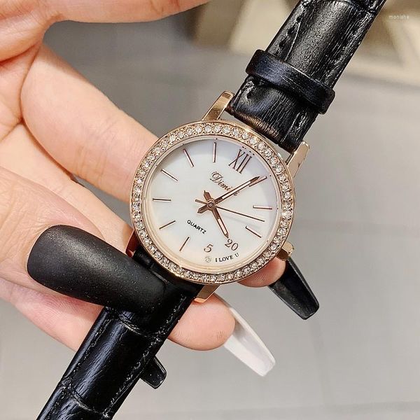 Relógios de pulso 2022 Mulheres assistem a cinta de couro casual preta Ratina Ladies Feminino Luxurz Female Top Brand Relógio Ultra Fin Surface
