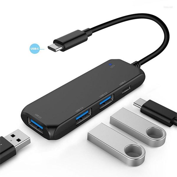 PC Dizüstü Bilgisayar Aksesuarları için İnce USB Genişletici Şarjlı 4 Bağlantı Portlu Tip-C 3.0 Hub Ayrıştırıcı Adaptörü Kablo Adaptörleri