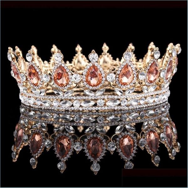 Tiaras Gold Purple Queen King король Bridal Crown Tiaras для женщин головной уборд выпускной пропуск