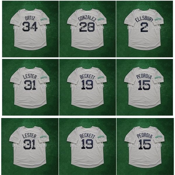 Maglia da baseball vintage Gla2012 David Ortiz Adrian Gonzalez 100° anniversario Dustin Pedroia Jacoby Ellsbury Jon Lester Josh Beckett Retro