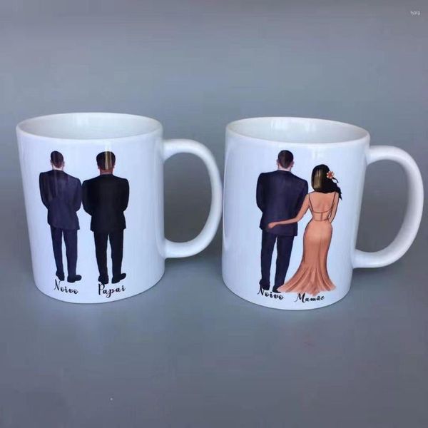 Partyzubehör 1PC Custom Logo Hochzeit Geschenke für Gäste Souvenirs Kaffeetasse Milch Tasse Keramik Mann Geschenke Brautkader