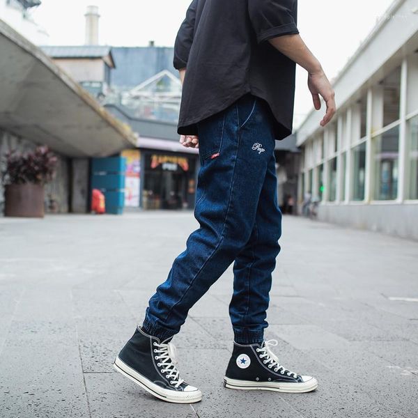 Jeans masculinos de estilo japonês masculino de moda vintage Men emendado designer casual de jeans de jeans de gente de rua de rua de estilo de rua Hip Hop