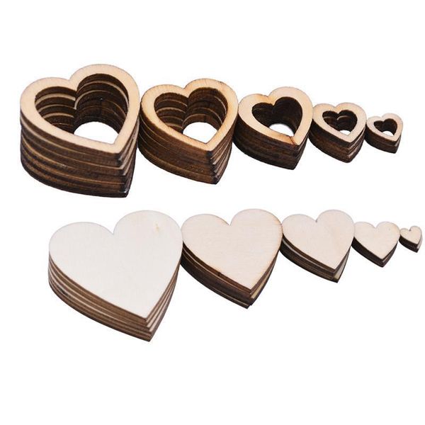 Decorazione per feste creativa amore cuore coriandoli da tavolo a coriandoli dispettosi rustici dispersione di matrimoni decorazioni a fette di legno fai -da -te artigianato dh9nd