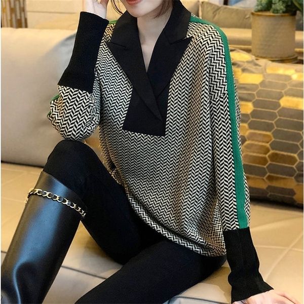 Maglioni da donna Maglione a righe Trend Fashion Luxury Crochet Top per donna Autunno Pullover lavorato a maglia Abiti invernali vintage 220919
