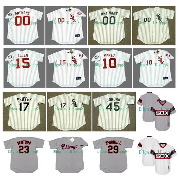 Glavintage Jersey Ken Griffey Jr. Bo Jackson Paul Konerko Richie Allen Ron Santo Wilbur Wood Frank Thomas Mark Buehrle Retro Beyzbol