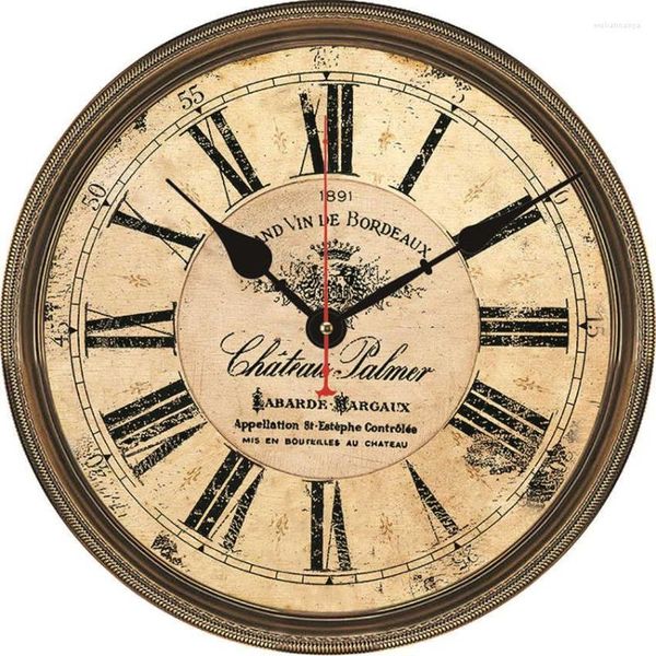 Настенные часы черные деревенские часы европейские ретро -винтажные нера
