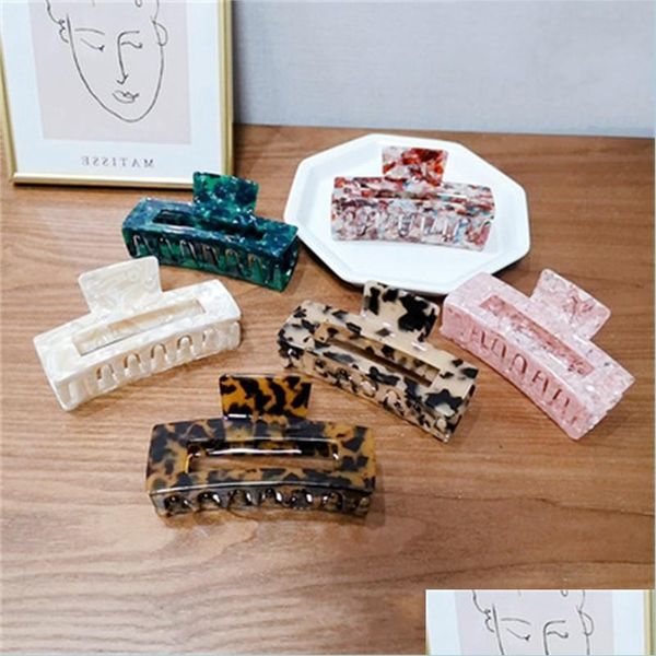 Fermagli per capelli Barrettes New Large Acrilico Donna Artigli per capelli Morsetti Tartaruga Leopard Clip Retro Make Up Hairgrips per accessori C Dhstm