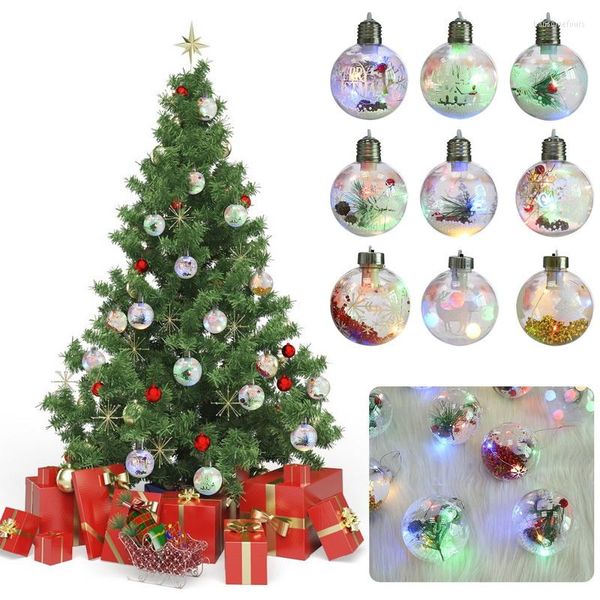 Decorazione per feste 2022 Ornamenti natalizi Palline Lampadine a LED in plastica Luci Decorazioni di Babbo Natale per l'anno Pandent dell'albero di casa