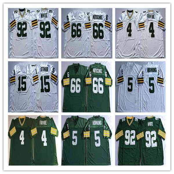 WS American College Football Wear Wear NCAA Vintage masculino Brett Favre Paul Hornung Bart Starr Ray Nitschke Reggie White Mn Futebol Sicthed Jersey