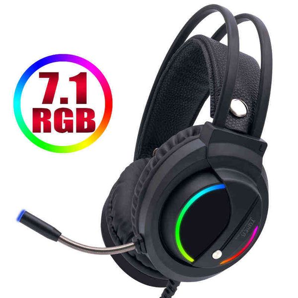 Cuffie Cuffie da gioco Audio surround 7.1 con microfono Auricolari Cuffie da gioco RGB cablate USB per PC Xbox One PS4 T220916