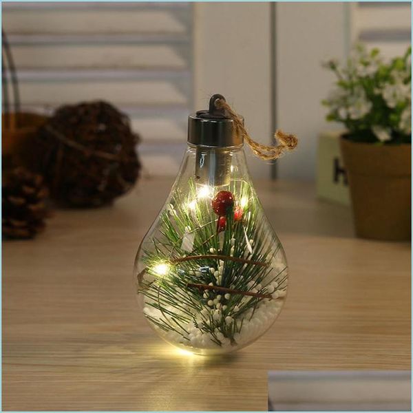 Decorazione del partito Led Palla trasparente Ornamenti di Natale Simulazione creativa Luce Bb Albero Ciondolo Consegna di goccia di plastica 2021 Home Gar Dhvtm