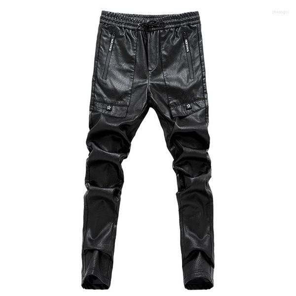 Herrenhose Herren Schwarze Lederstrumpfhose Faux Pu Sexy Motorrad Skinny Hose 28-36 AYG180