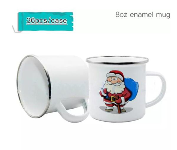 US Warehouse 8oz Sublimation Emaille Tasse Emaille Stahl Tasse Emaille Camping Kaffeetasse Lokales Lager