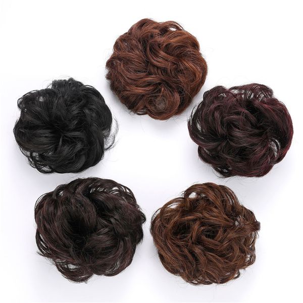 Hair de cabelo sintético bagunçado Scruncy Donut Wavy updo elástico Scrunchie Easy Bun Updos for Women Kids