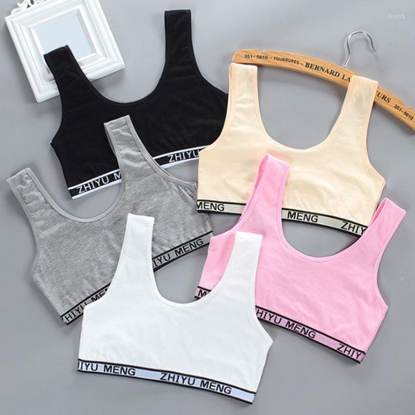 Camisols Tanks 8-18 anos Teen Girl Training Bra Puberty Adolescent Vest Wireless Children Tank Tops Letter Prints Bras da moda para