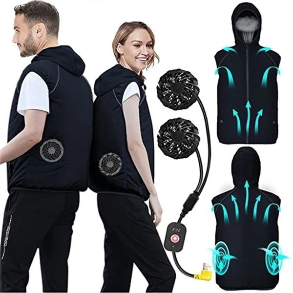 Herrenwesten Sommer Sport Fan Klimaanlage Cooler Mann Frau Reisen Ultraleicht Marke Outdoor Weste Kleidung Jacke Sonne Windjacke Angeln Arbeiter 220919