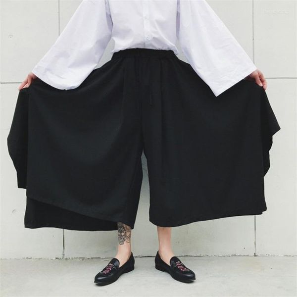 Мужские брюки Супер свободные брюки для колокольчиков для мужчин Culottes повседневные любовники широко нога в стиле Yamamoto