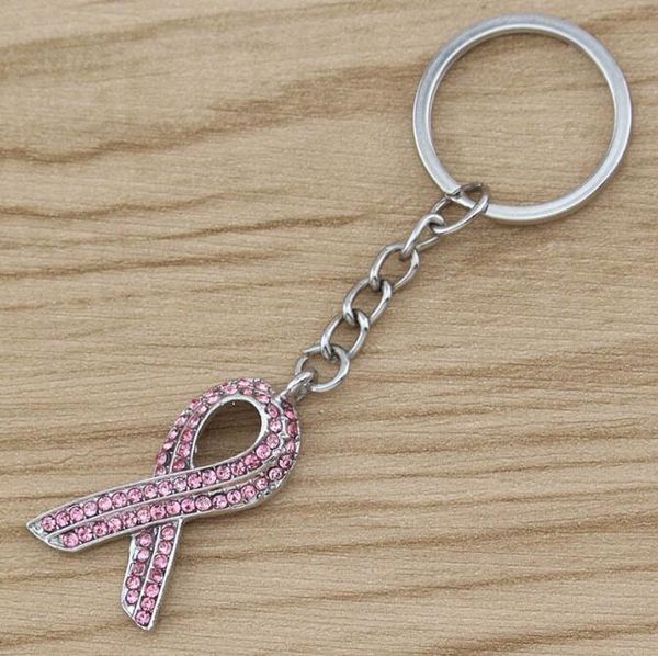 Halka açık meme kanseri farkındalık anahtarlıklar makrame pembe bakım işaret şerit anahtar zincir kadın kadın araba anahtar çanta dekorasyon