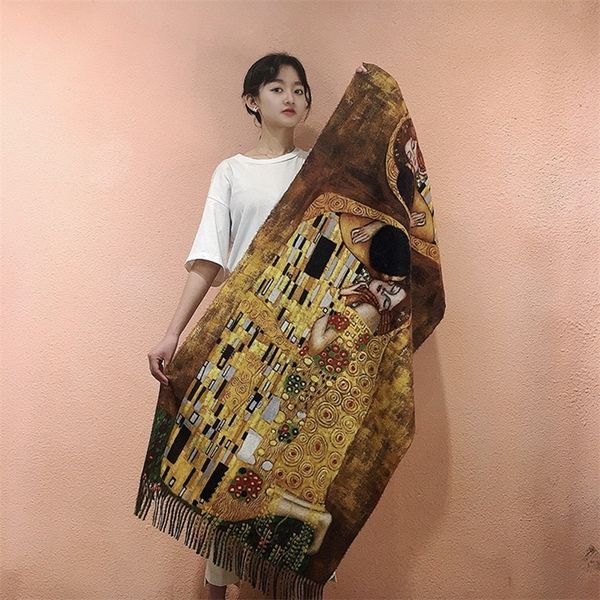 Lenços de caxemira de caxemira de caxemira de caxemira de van Gogh Shawls de lã e envoltórios femininos Cape Blange 220920