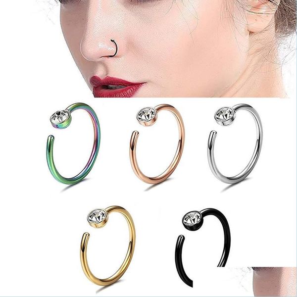 Nasenringe, Ohrstecker, Körperschmuck, Stahl, Punk, zum Anklipsen, gefälschte Ringe, Edelstein, Nase, Lippe, Ohrpiercing, Unisex, Damenschmuck, Faux-Septum-Piercing, Dhayb