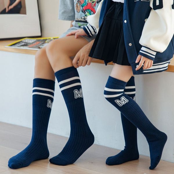 Calzini 3 paia ragazza coreana della scuola in cotone a righe stile preppy al ginocchio giapponese studentessa kawaii bambini sport coscia 220919
