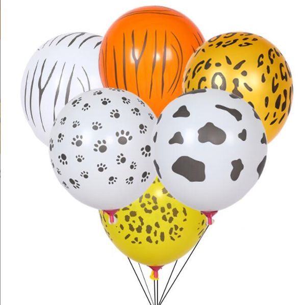 Palloncini per feste con animali della giungla da 12 pollici Cartoon leopardo zebra mucca stampa palloncino in lattice colorato compleanno festivo bambini bomboniere regalo decorazione festiva puntello