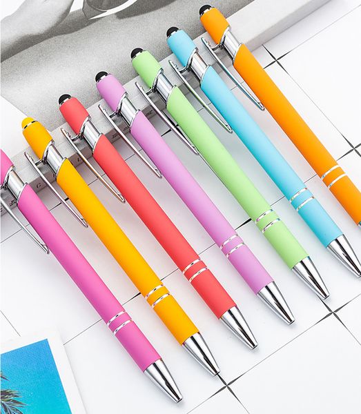 Ponto stylus toque capacitivo canetas de metal esferográfica escritório escola caneta escrita para ipad iphone 2 em 1 caneta tinta gel