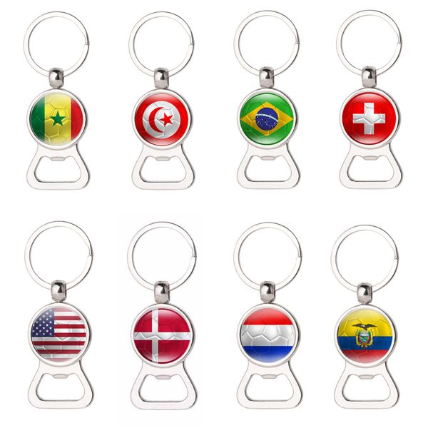 Schlüsselanhänger mit Flagge der Weltländer, Flaschenöffner, Schlüsselanhänger, Fußball-Schlüsselanhänger, Fußballfans, Souvenir, 32 Teams, Werbegeschenke
