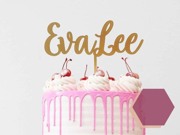 Festliche Lieferungen Personalisierter Namens-Kuchenaufsatz aus Acryl, individuelle Geschenke für Baby- und Kindergeburtstage, Party-Dekoration