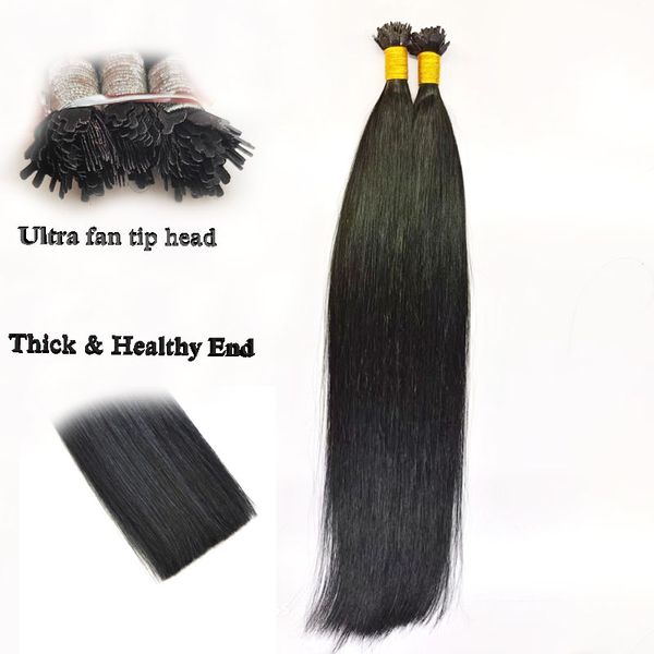Cabelos de cabelo virgem humano y Ultra Hairs 1 Gramas/Strand 200strands/Lote Fan Tip Hairs Dicas fortes