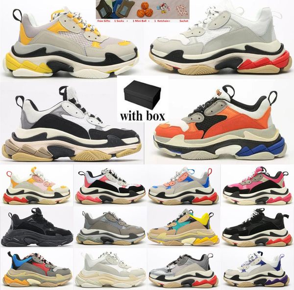 17fw Triple S Dad Sapatos Casuais Mens Plataforma Sapatilhas Trainer Clear Bubble Bottom Preto Vermelho Velho Vovô Novos Homens Mulheres Chaussures com Caixa