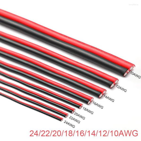 Beleuchtungszubehör 1 m 10 bis 24 AWG 2 Nadel Ultra Weiches Silikon Gummi -DIY -Lampenanschluss Kabel Black roter Kupferdraht