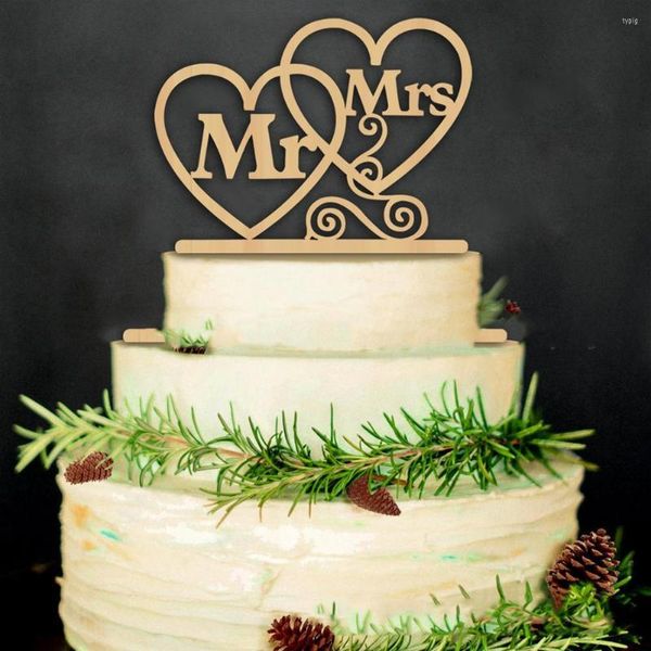 Abastecimento festivo de bolo de casamento de madeira topper simples mrmrs letra amor forma de aniversário casamentos de combinação de aniversário decoração de festa de aniversário