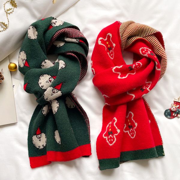 Sciarpa lavorata a maglia ispessita natalizia Versione coreana invernale dello scialle da donna con sciarpa calda in lana di alce