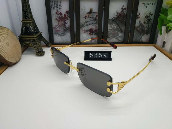 Herren-Sonnenbrille, Designer-Damenmode, Carti-Sonnenbrille, quadratische, randlose Herren-Sonnenbrille, polarisierte UV400-Schutzbrille mit Originaletui, Stoffzubehör