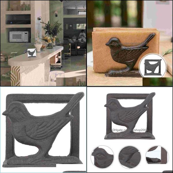 Scatole di fazzoletti Tovaglioli 1Pc Portatovaglioli in ferro a forma di uccello Supporto da tavolo Ornamento artistico Drop Delivery 2021 Casa Giardino Cucina Sala da pranzo Dh1Zs