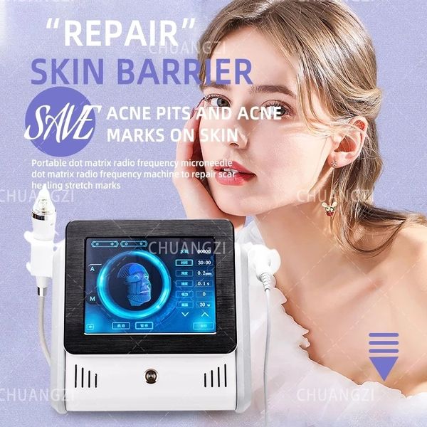Itens de beleza 2 em 1 RF Máquina de micro-agulha com martelo frio Anti-acne Reduza os poros Ferramentas para cuidados com a pele facial Removedor de estrias