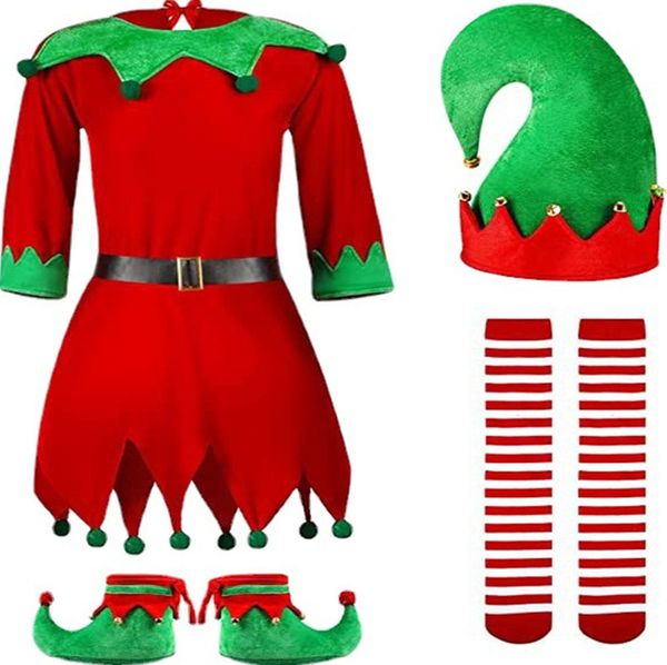 Halloween natal beb￪ garotas cenas de roupas vermelhas para o jardim de inf￢ncia do jardim de performance de roupa de performance de fantasia e vestidos de natal 4pcs Conjunto de roupas infantis